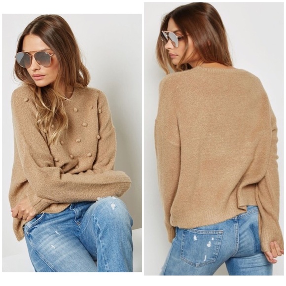 Lumiere Sweaters - Lumiere | Pom Pom Textured Oversized Sweater